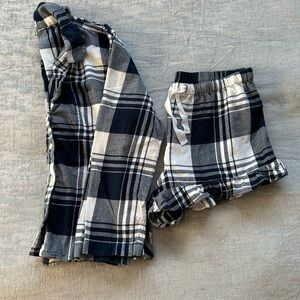 J. Crew Navy and White Plaid Flannel Pajama set